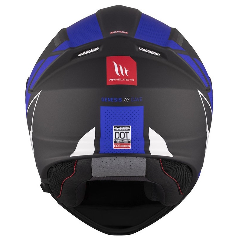 Klappbarer Motorradhelm MT Genesis SV Cave A7 schwarz-weiß-blau matt