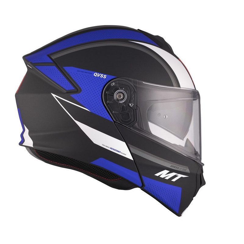 Klappbarer Motorradhelm MT Genesis SV Cave A7 schwarz-weiß-blau matt