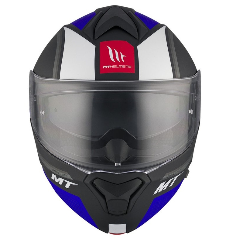 Klappbarer Motorradhelm MT Genesis SV Cave A7 schwarz-weiß-blau matt