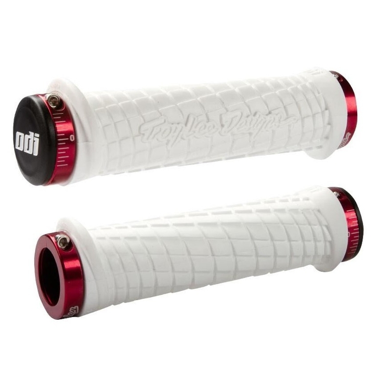 Griffe ODI TROY LEE DESIGNS SIGNATURE ATV LOCK-ON weiß-rot