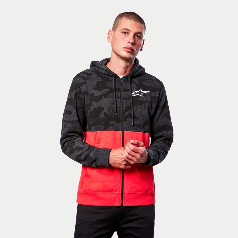 Alpinestars Camo Block Hoodie grau camo-rot fluo