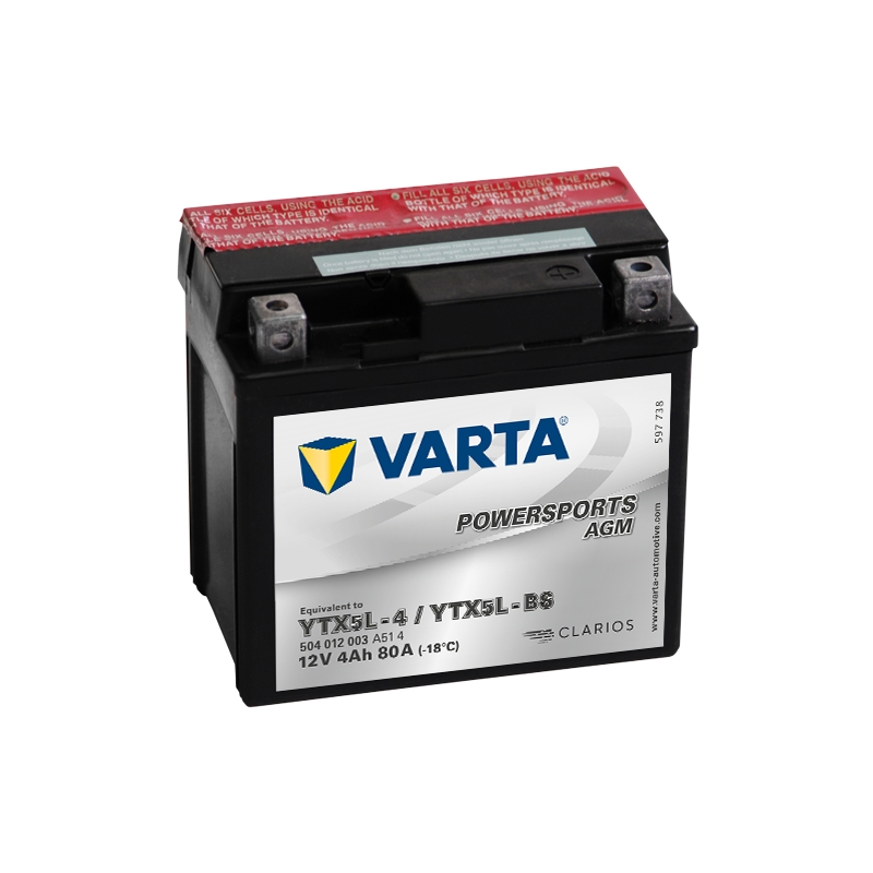 VARTA YTX5L-4/YTX5L-BS 12V/4Ah wartungsfreie Batterie