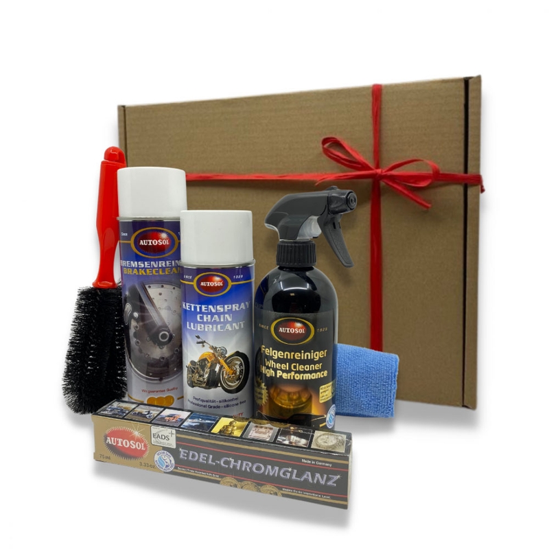 Autosol-Geschenkset zur Reinigung von Bremsen, Ketten und Scheiben an Motorrädern