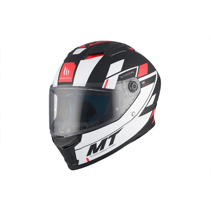 MT Stinger 2 Solid Zivze Integral Motorradhelm weiß-schwarz-rot matt