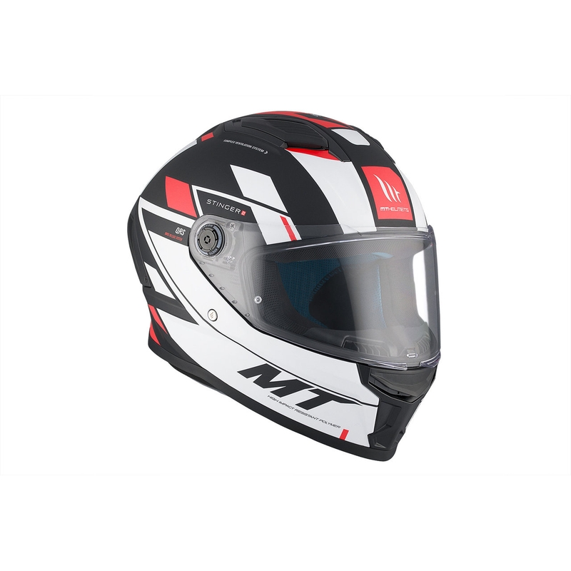 MT Stinger 2 Solid Zivze Integral Motorradhelm weiß-schwarz-rot matt