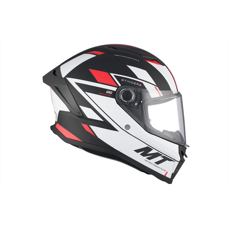 MT Stinger 2 Solid Zivze Integral Motorradhelm weiß-schwarz-rot matt