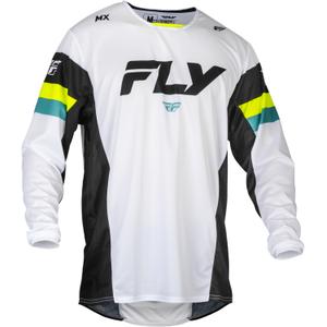 Motocross Trikot FLY Racing Kinetic Prix 2024 weiß-schwarz-fluo gelb