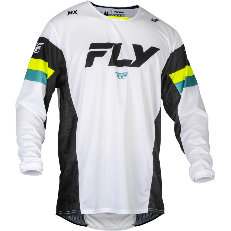 Motocross Trikot FLY Racing Kinetic Prix 2024 weiß-schwarz-fluo gelb