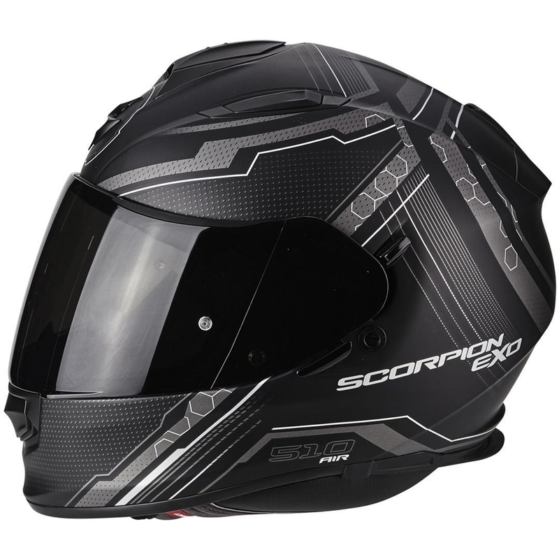 Scorpion EXO-510 Air Sync Integrierter Motorradhelm Schwarz Matt Silber Ausverkauf