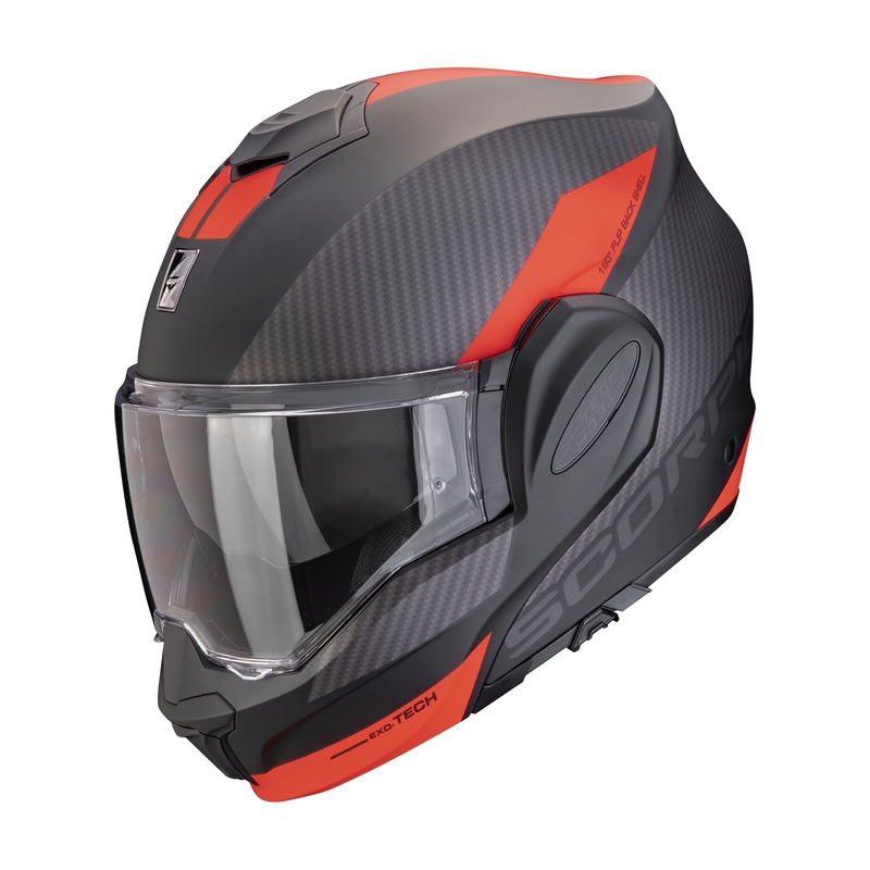 Klappbarer Motorradhelm Scorpion EXO-TECH EVO TEAM matt schwarz-silber-rot