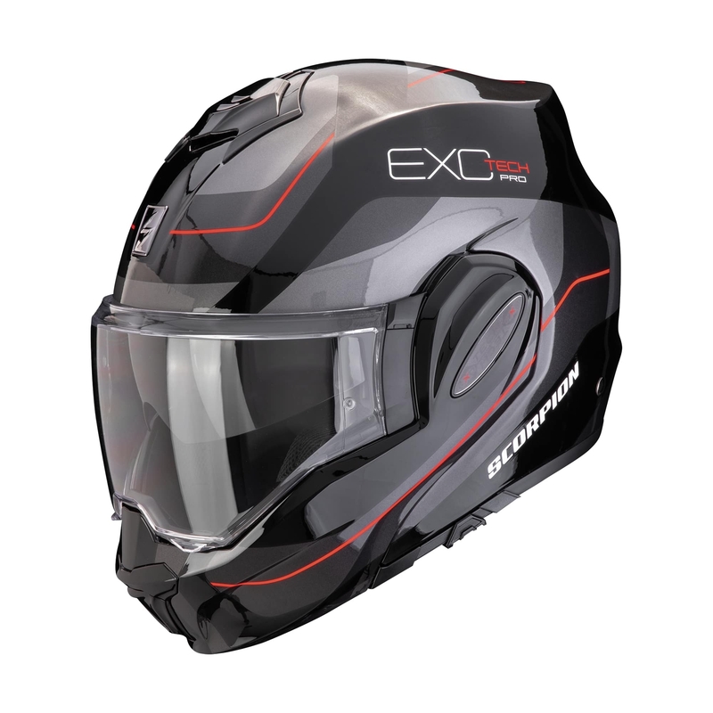 Motorrad-Klapphelm Scorpion EXO-TECH EVO PRO COMMUTA schwarz-silber-rot Ausverkauf