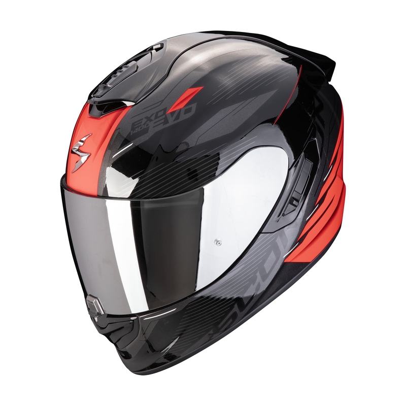 Integrierter Motorradhelm Scorpion EXO-1400 EVO II AIR LUMA schwarz-rot