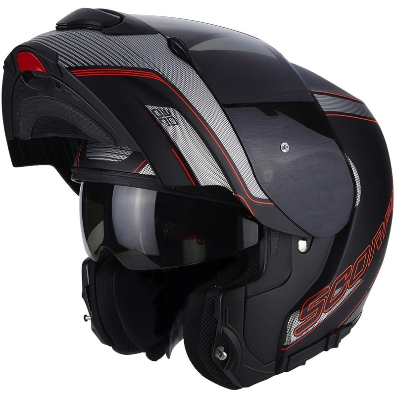 Motorradhelm Flip-up Scorpion EXO-3000 Stroll schwarz matt-rot Ausverkauf
