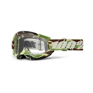 Motocrossbrille 100% STRATA 2 New War Camo grün (klares Plexiglas)