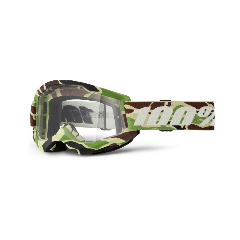 Motocrossbrille 100% STRATA 2 New War Camo grün (klares Plexiglas)