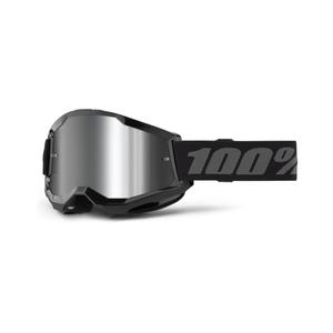 Motocrossbrille 100% STRATA 2 Neu schwarz (Plexiglas silber)