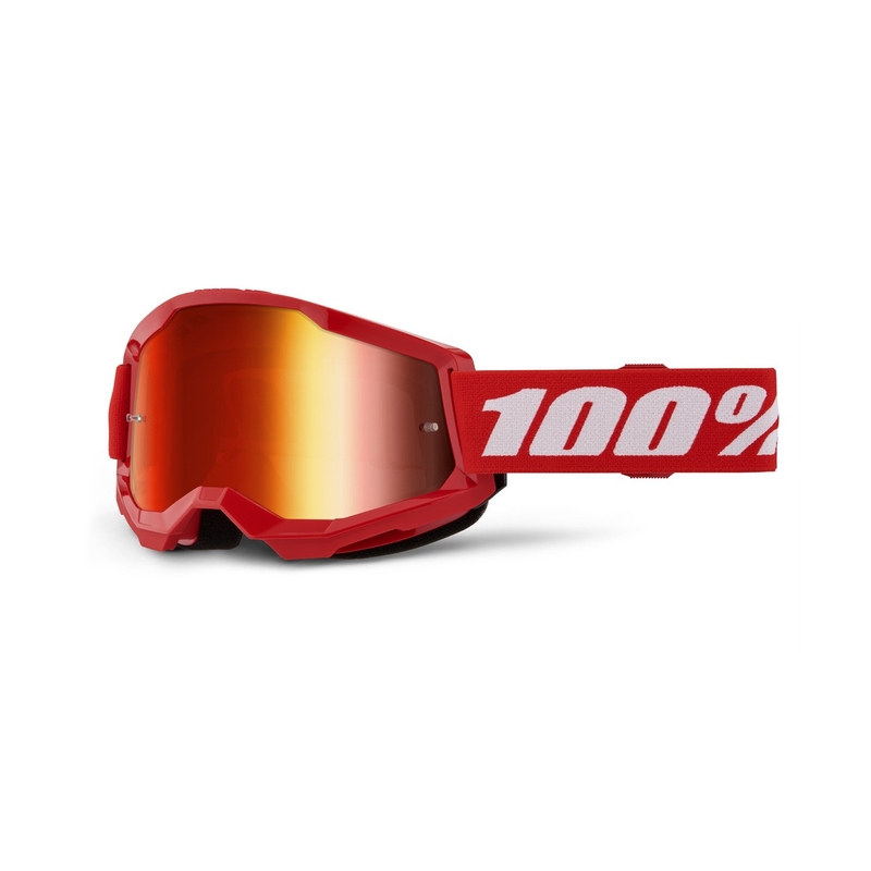 Motocrossbrille 100% STRATA 2 Neu rot (rotes Plexiglas)