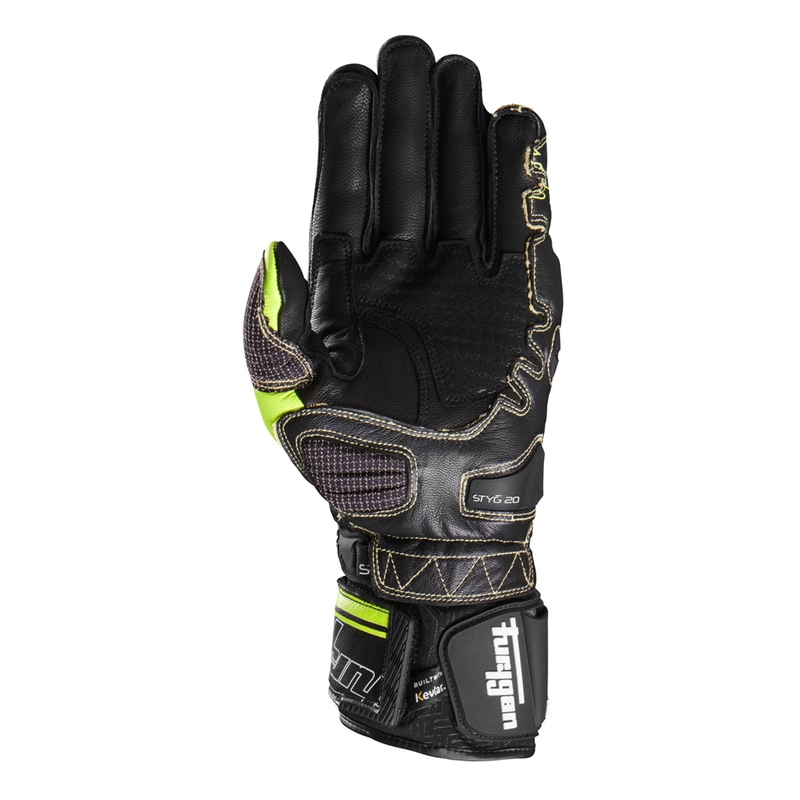 Furygan Styg 20 x Kevlar-Motorradhandschuhe schwarz-fluoreszierend gelb-weiß