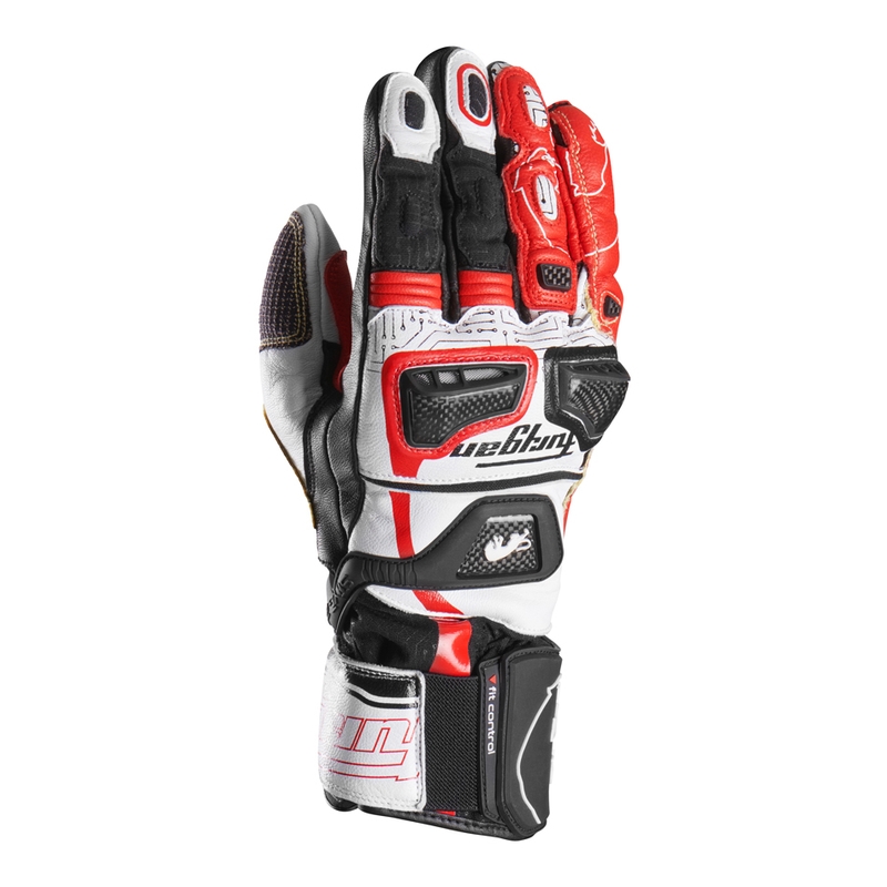 Furygan Styg 20 x Kevlar-Motorradhandschuhe schwarz-weiß-rot