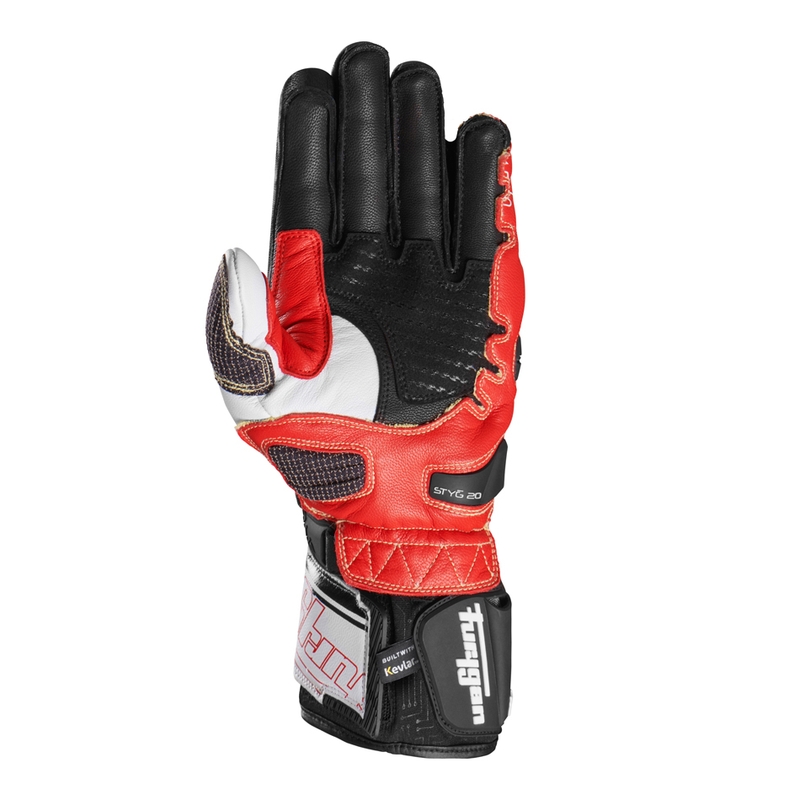 Furygan Styg 20 x Kevlar-Motorradhandschuhe schwarz-weiß-rot