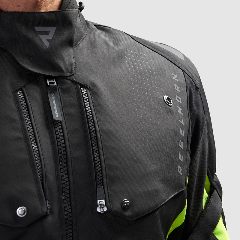Motorradjacke Rebelhorn Hiker IV schwarz-anthrazit-fluogelb