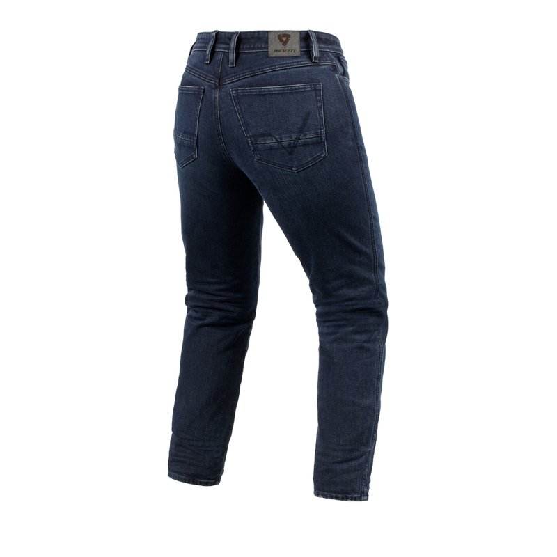 Gekürzte Motorradjeans für Damen Revit Violet BF gewaschen blau-schwarz