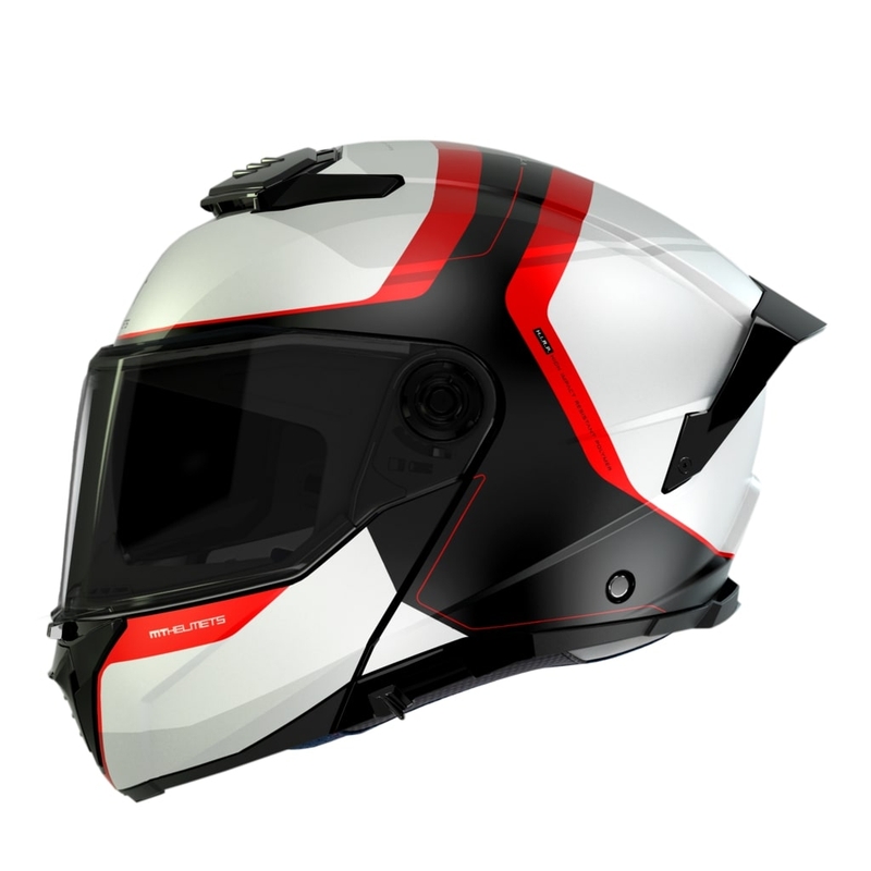 Motorradhelm MT ATOM 2 SV EMALLA B0 matt weiß-schwarz-rot