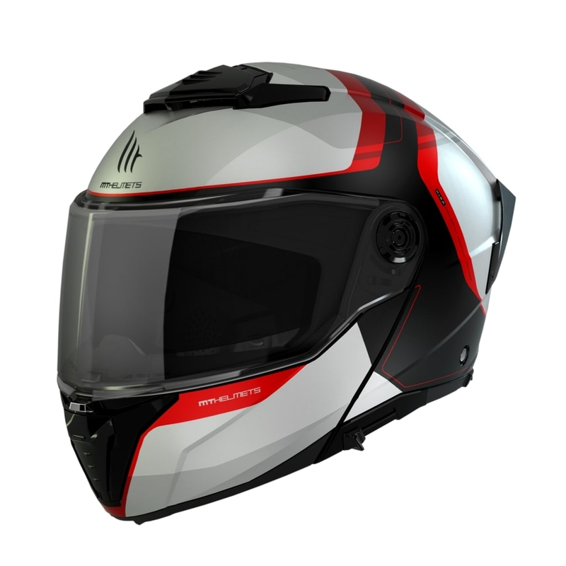 Motorradhelm MT ATOM 2 SV EMALLA B0 matt weiß-schwarz-rot