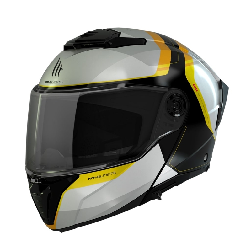 Motorradhelm MT ATOM 2 SV EMALLA B3 weiß-schwarz-gelb