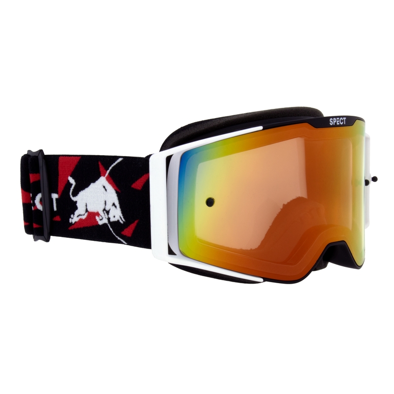 Motocrossbrille Red Bull Spect TORP schwarz-weiß mit rotem Glas