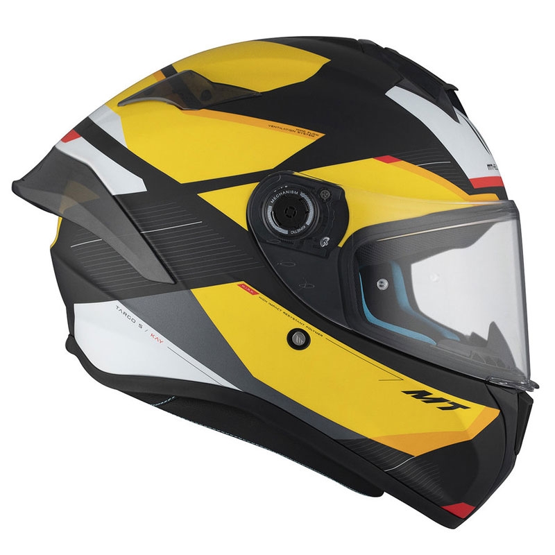 MT TARGO S KAY B3 Integral Motorradhelm matt schwarz-weiß-gelb