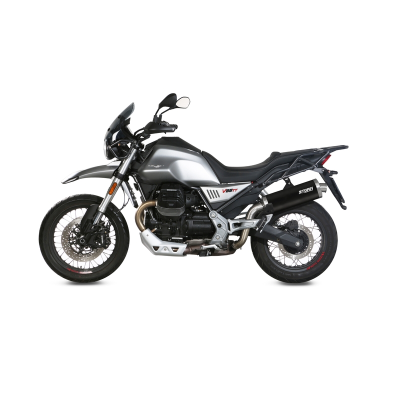 Auspuffendstück STORM OVAL Edelstahl schwarz für MOTO GUZZI V 85 TT 850 / Travel 2019-2024