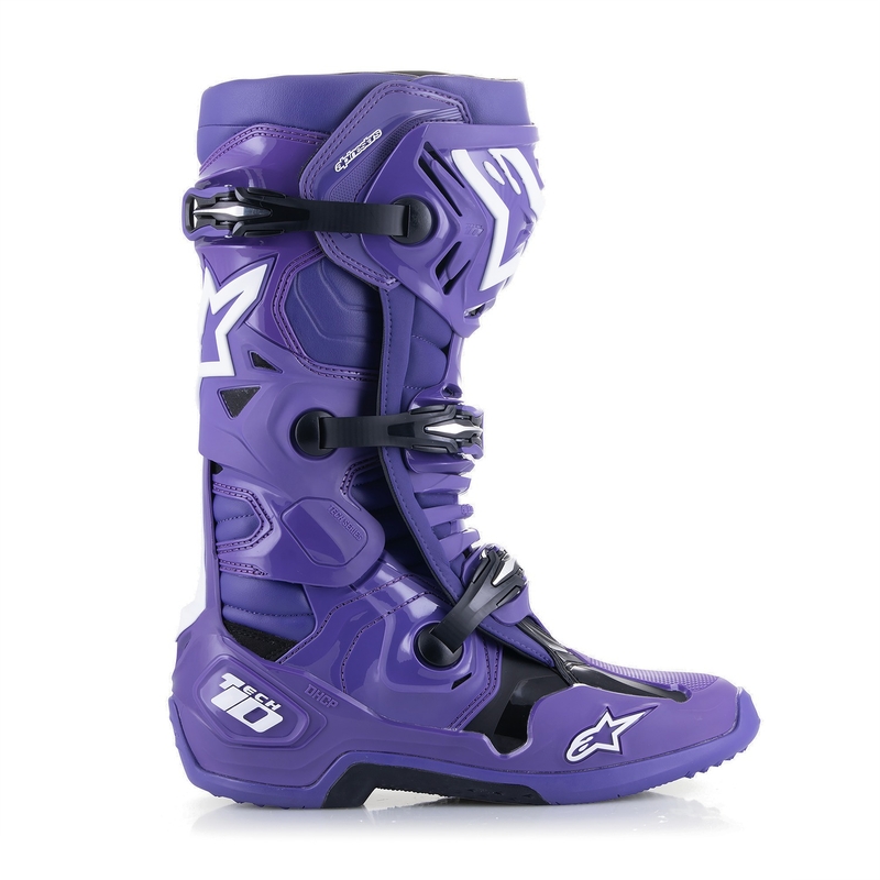 Alpinestars Tech 10 Motorradstiefel lila-schwarz-weiß