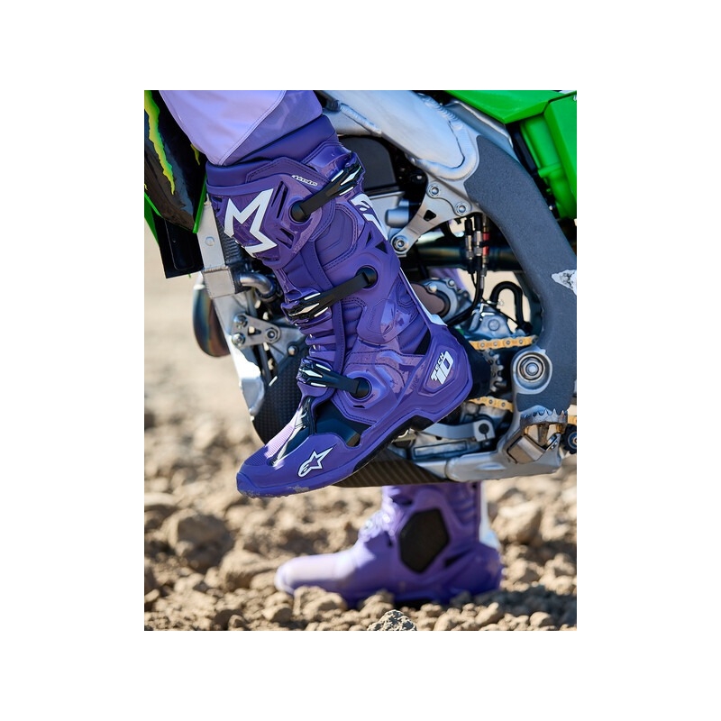 Alpinestars Tech 10 Motorradstiefel lila-schwarz-weiß