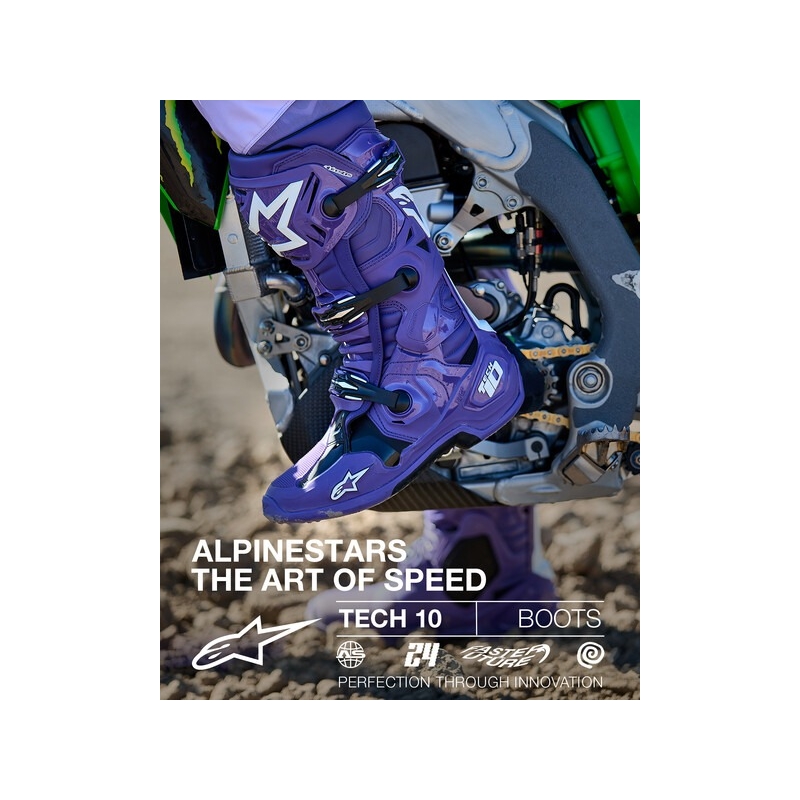 Alpinestars Tech 10 Motorradstiefel lila-schwarz-weiß