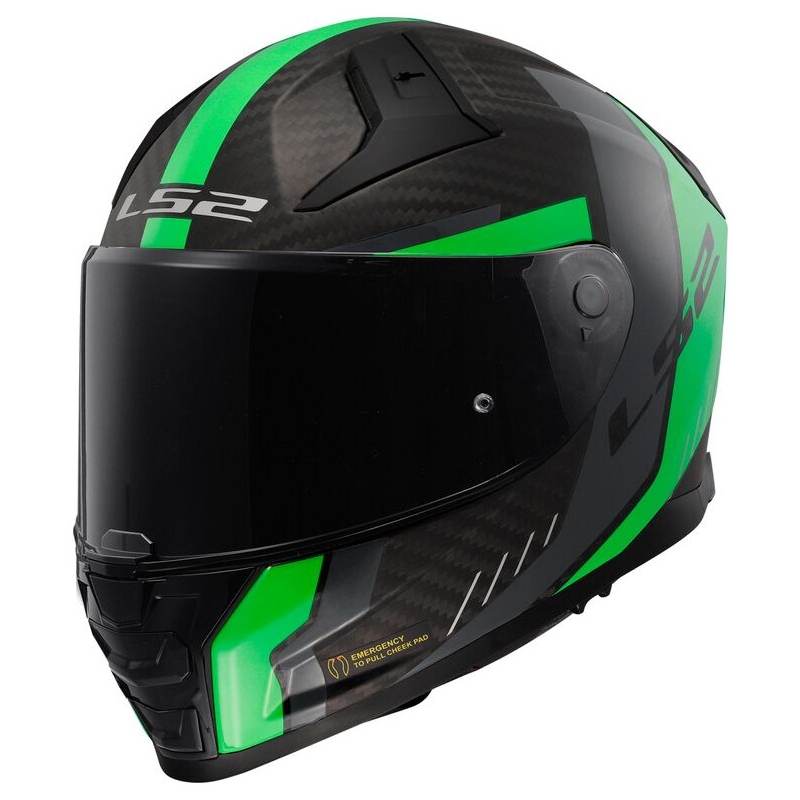 LS2 FF811 Vector II Carbon Grid schwarz-fluo grün matt Integral Motorradhelm