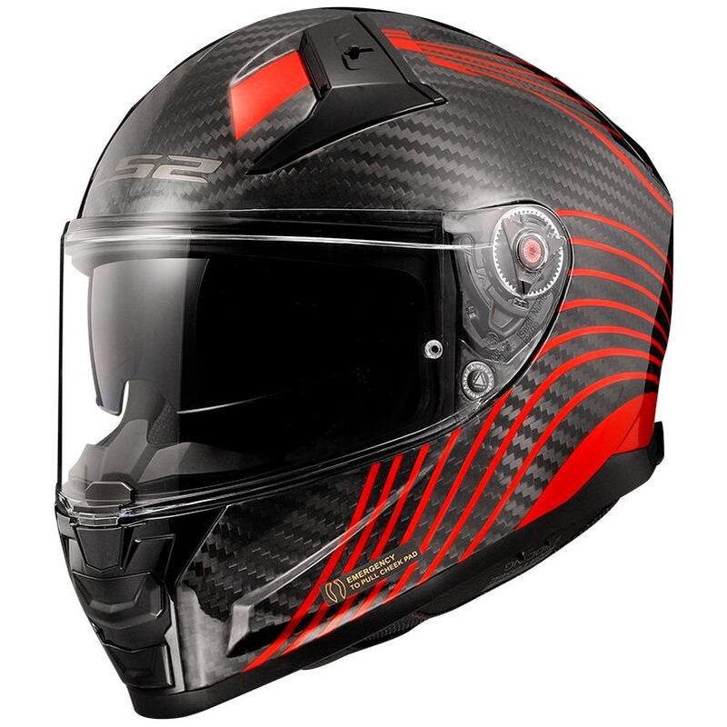 LS2 FF811 Vector II Carbon Flux Schwarz-Rot Integral-Motorradhelm