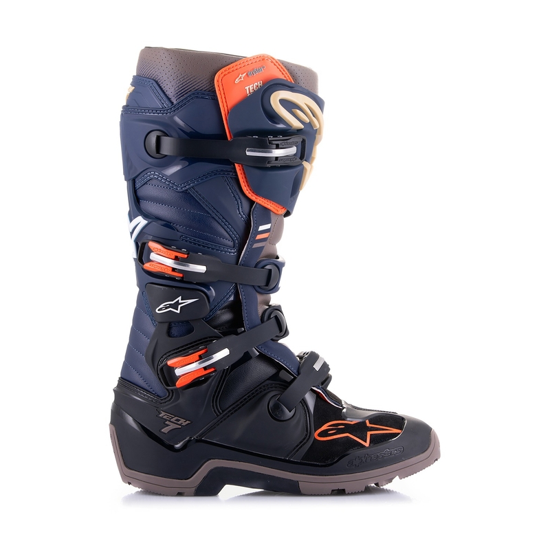 Alpinestars Tech 7 Enduro Drystar 2024 Blau-Grau-Orange-Schwarz Motorradstiefel