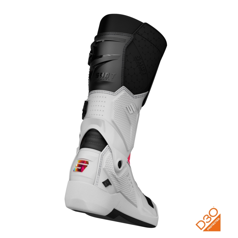 Shot Race 8 Holographic Weiß-Schwarz-Rosa Motorradstiefel