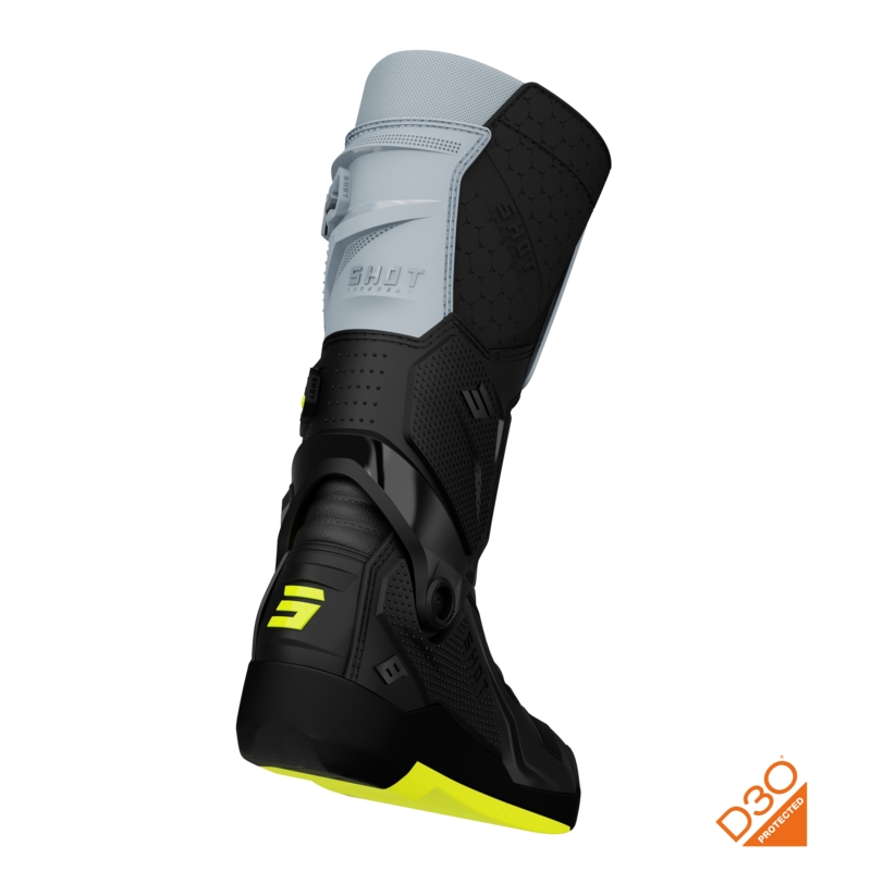 Shot Race 8 Motocross-Stiefel, schwarz-grau-fluoreszierend gelb