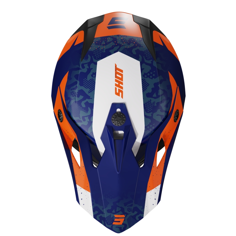 Shot Pulse Airfit blau-weiß-orange glänzender Motocross-Helm Ausverkauf
