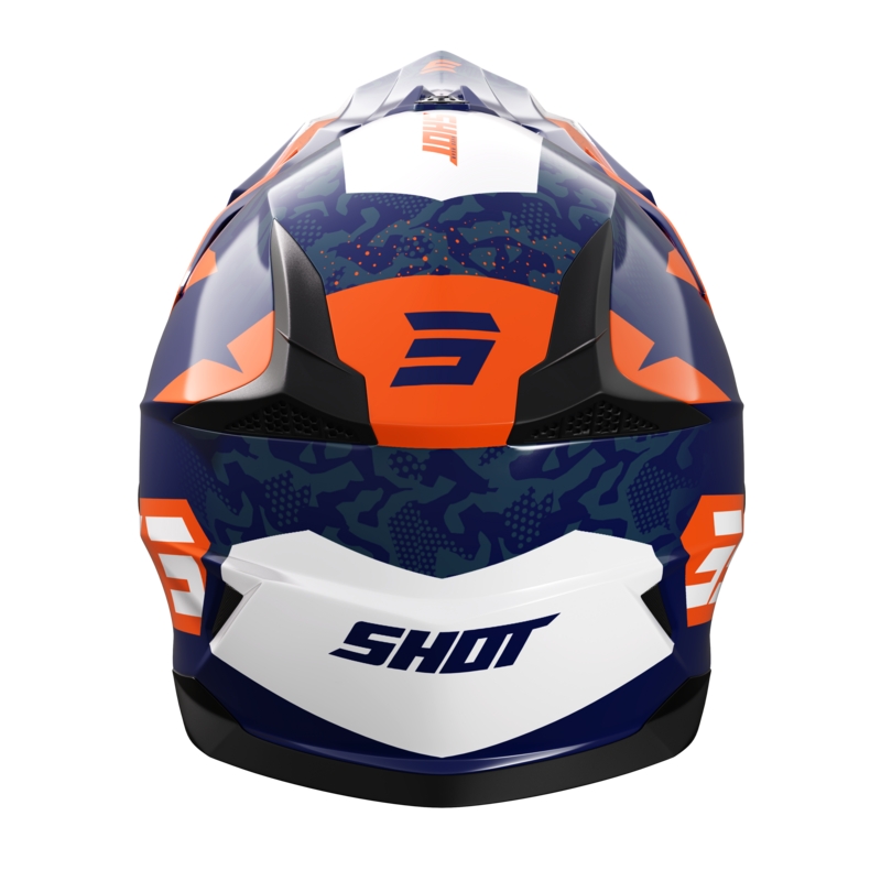 Shot Pulse Airfit blau-weiß-orange glänzender Motocross-Helm Ausverkauf