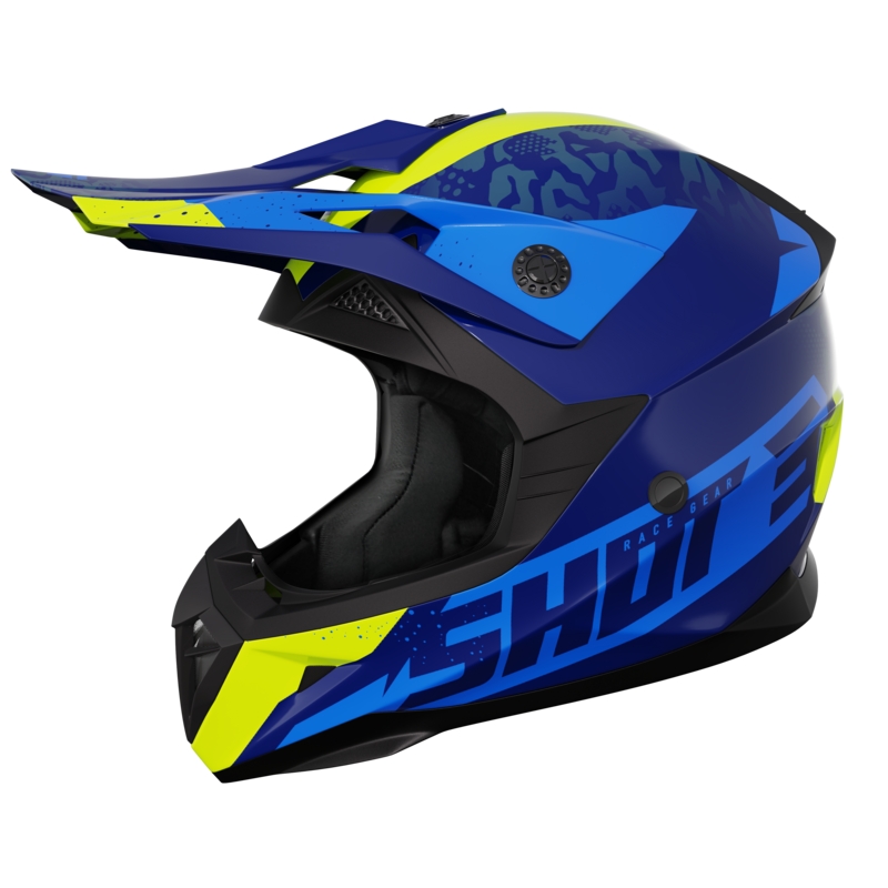 Motocross Helm für Motorrad Shot Pulse Airfit blau-fluo gelb glänzend Ausverkauf
