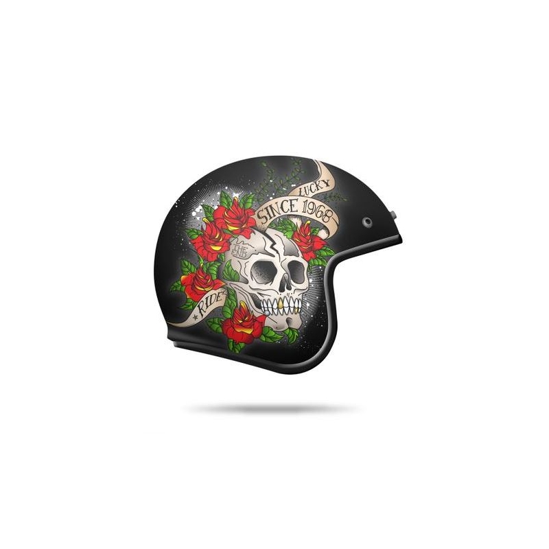 MT LeMans SV Skull &amp; Rose Open Motorradhelm Rot