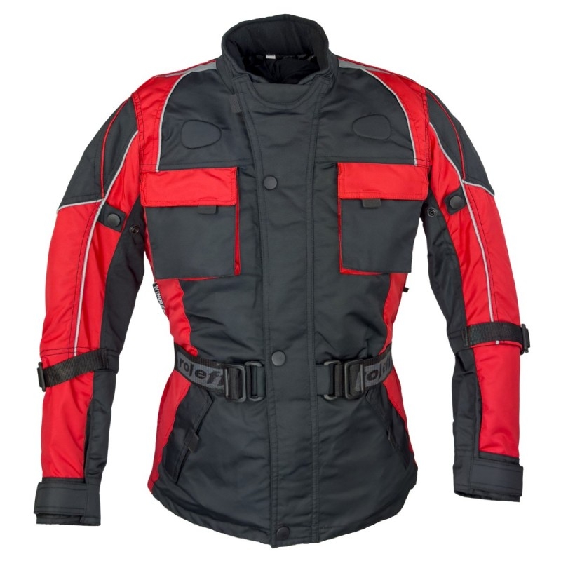 Kinder-Motorradjacke Roleff Taslan schwarz-rot