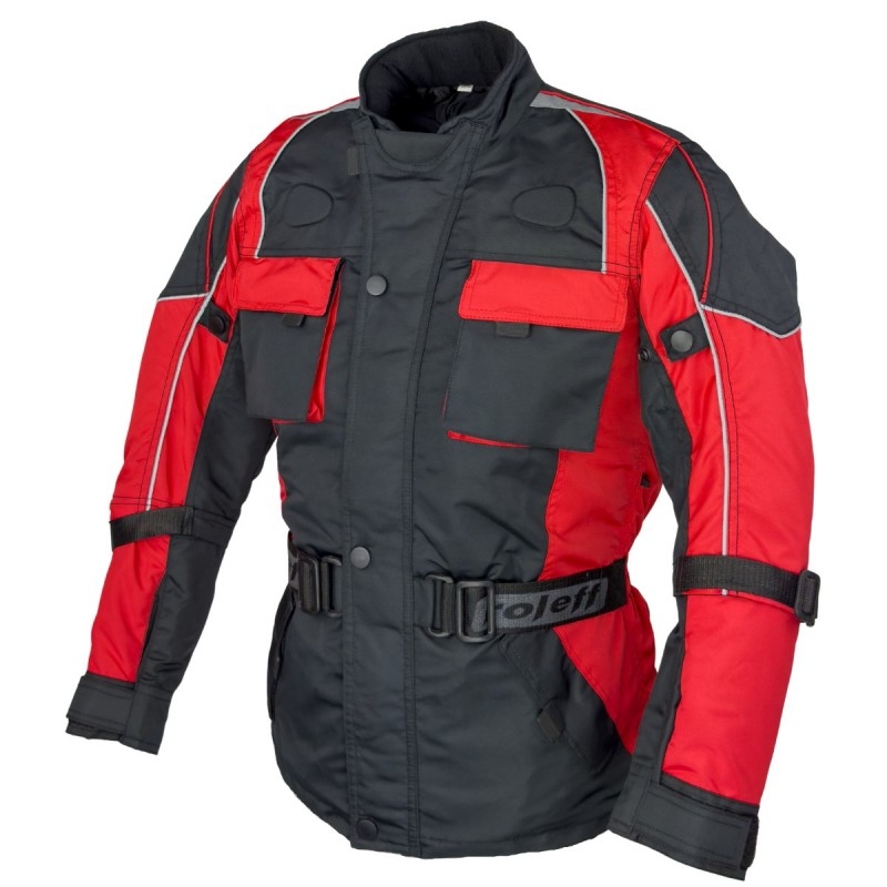 Kinder-Motorradjacke Roleff Taslan schwarz-rot