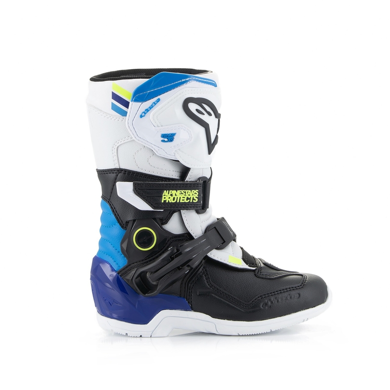 Alpinestars Tech 3S Kinder Motorradstiefel Weiß-Schwarz-Blau