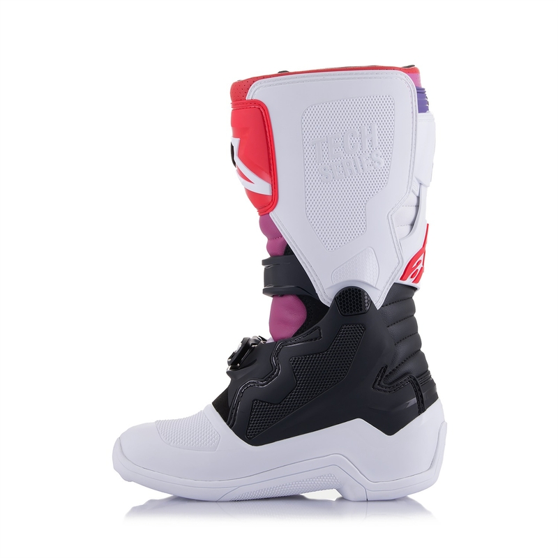 Alpinestars Tech 7 S Kinder Motocross Stiefel Weiß-Schwarz-Rot-Blau-Lila