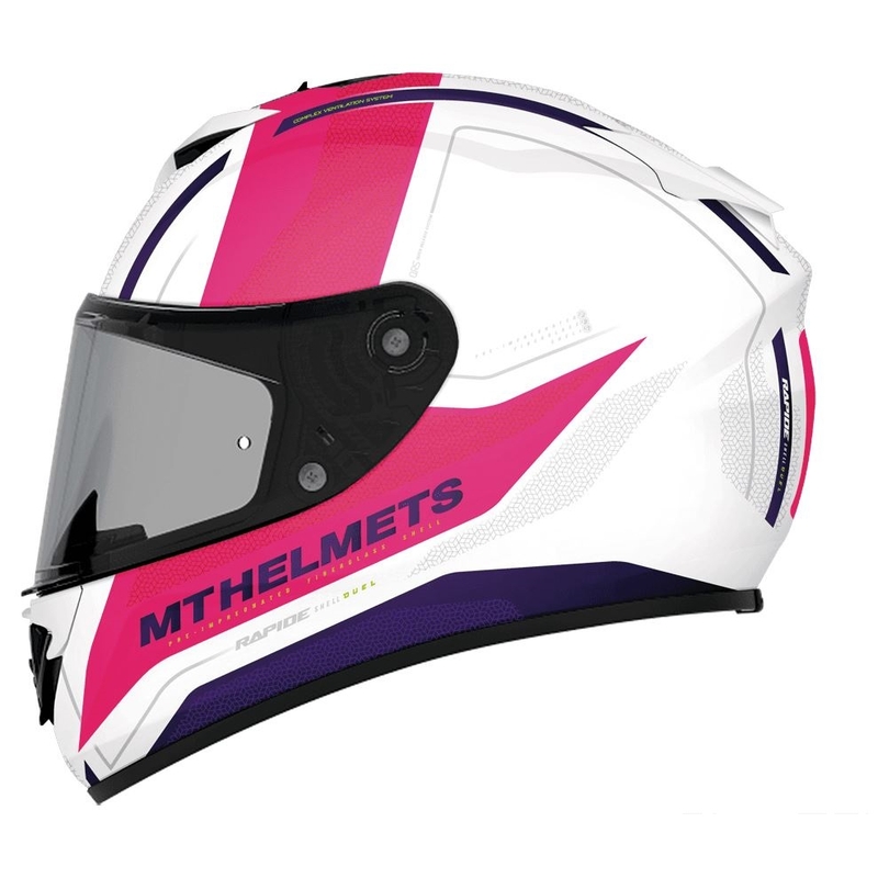 MT Rapide Duel Integralhelm für Kinder weiß-lila-pink