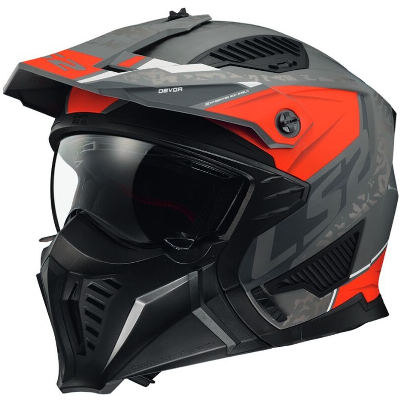 Motorradhelm LS2 OF606 Drifter Devor silber-titan-rot